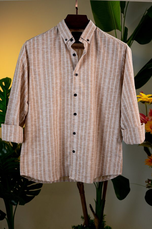 Beige With White Striped Shirt