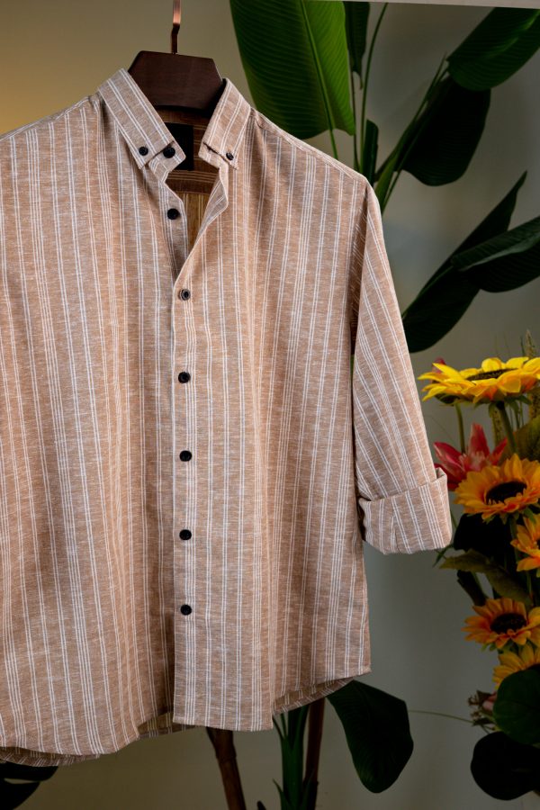 Beige With White Striped Shirt