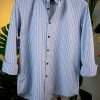 Blue With White and Black Striped Shirt