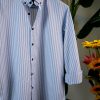 Blue With White and Black Striped Shirt